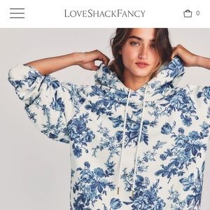 Love shack fancy x beach riot medium blue floral sweatshirt hoodie